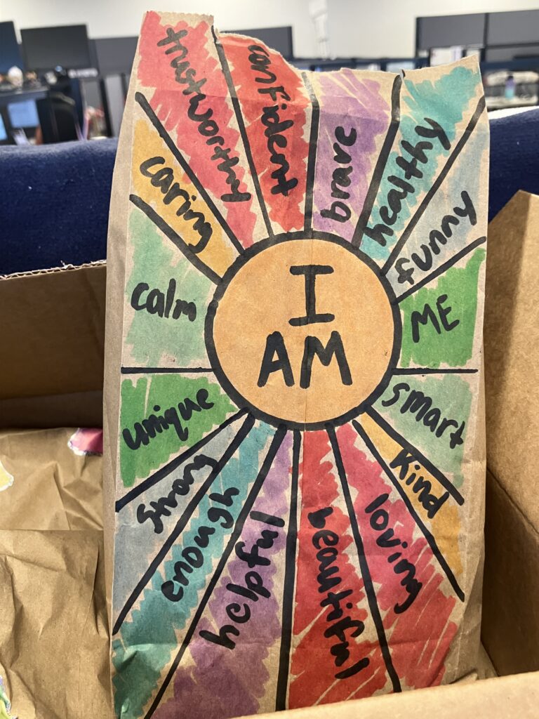 bye-bye bag with positive affirmations